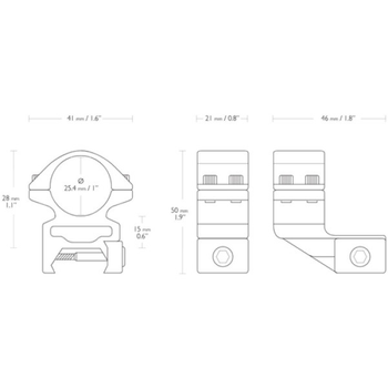 Кільця Hawke Match з виносом 25 мм. d – 25,4 мм. High. Weaver