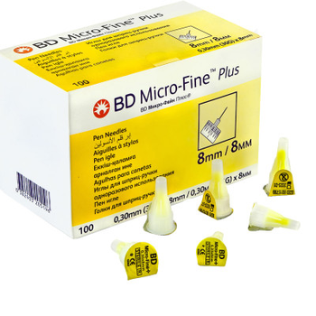 Иглы инсулиновые для шприц-ручек Microfine Becton Dickinson МикроФайн 8 мм (30G x 0,3 мм)