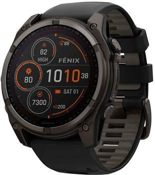 Смарт-часы Garmin Fenix 8 51mm Solar Sapphire Carbon Gray DLC Titanium w. Black/Pebble Gray S. Band (010-02907-10/11)