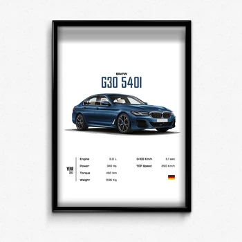 Постер в рамке bmw g30 540i А3