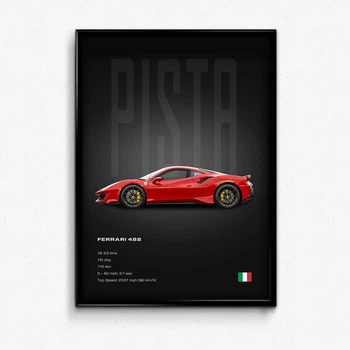 Постер в рамке black ferrari 488 pista А4