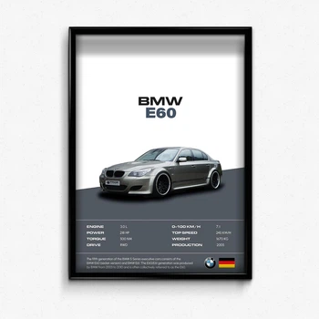 Постер в рамке line bmw e60 А4