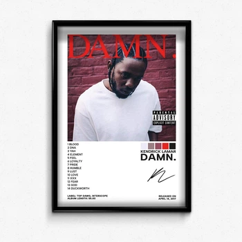 Постер в рамке с альбомом Kendrick Lamar - Damn А4