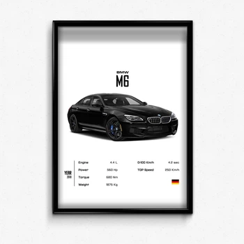 Постер в рамке bmw m6 А4
