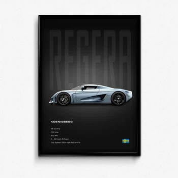 Постер в рамці black koenigsegg regera А4