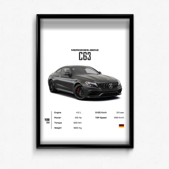 Постер в рамке mercedes benz c63 А4