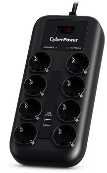 Przedłużacz sieciowy Cyberpower Professional 8 gniazd 1.8 m z z przełącznikiem Black (P0820SUF0-DE)