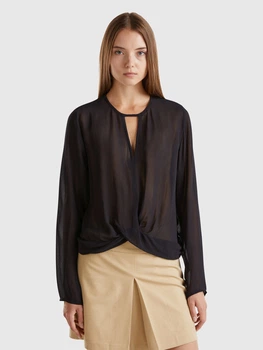 Блузка женская United Colors of Benetton 5TDEDQ09H-100 XL Черная (8055050419205)