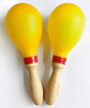 Маракасы (пара) Avzhezh AMR15Y Large Plastic Maracas Wooden Handle