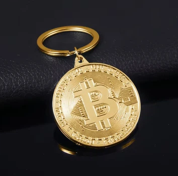 Брелок для ключей в виде монеты Биткоин (Bitcoin) BTC, подарок сувенир, Брелок-монета Bitcoin, цинковый сплав