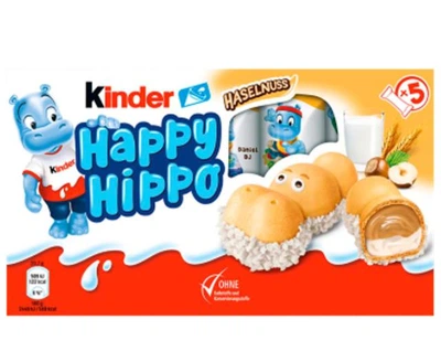 Вафли Kinder Happy Hippo Hazelnut с рисом и крошкой из белого шоколада 108 гр