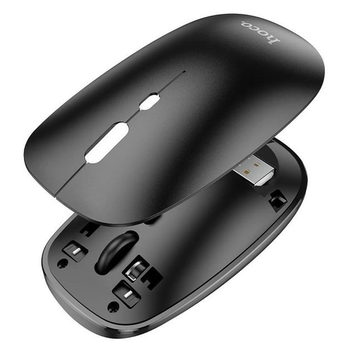 Беспроводная компьютерная мышь Hoco GM15 Art dual-mode business (Bluetooth, USB, 2.4 Ггц, 1600 dpi, оптическая, 10м, для макбука или ноутбука) - Черный