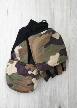 Мужские перчатки митенки на меху L-XL камуфляжные (16-9)