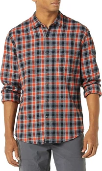 Фланельна сорочка Amazon Essentials Long-Sleeve Flannel Shirt Color: Black/Blue/Orange XL