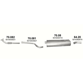 Труба проміжна Polmostrow (70.081) Renault Mascott 2.8D din 66200 98-04 (850081)