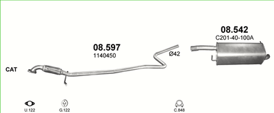 Глушник Ford Fiesta/Mazda 2 Polmostrow (08.542) (850231)