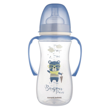 Пляшка антиколікова з широким отвором та ручками 300мл PP Easystart Bonjour Paris синя 35/241_blu 5901691887930
