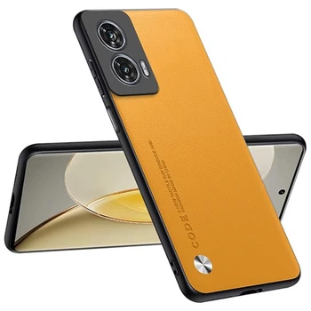 Кожаный чехол - накладка CODE Tactile Experience для Motorola Edge 50 Fusion yellow