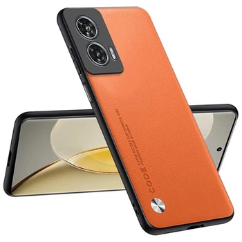 Кожаный чехол - накладка CODE Tactile Experience для Motorola Edge 50 Fusion orange