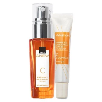 Набор Avon Anew «Максимальное сияние» с 2-х продуктов (сыворотка для лица+ крем для кожи вокруг глаз)