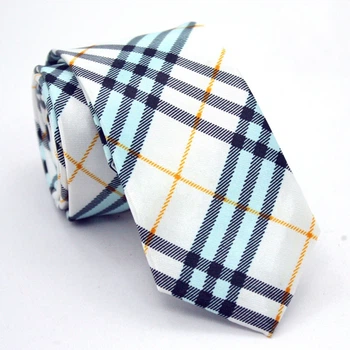 Галстук Bow Tie House Basic узкий белый-голубой 00333