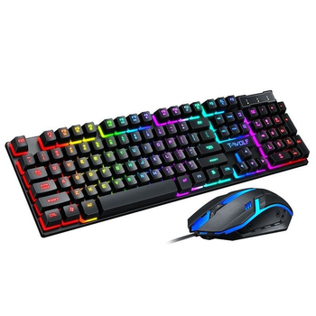 Проводная игровая мембранная Клавиатура и Мышка TWolf TF200 с LED RGB подсветкой Черная