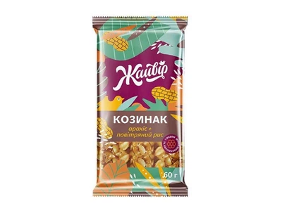 Козинак ЖАЙВІР із арахісу з повітряним рисом, ф. 60г