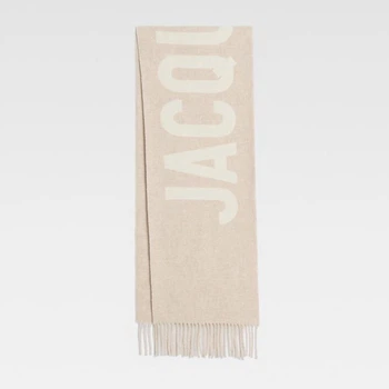 Женский шарф с логотипом JACQUEMUS с бахромой Бежевый