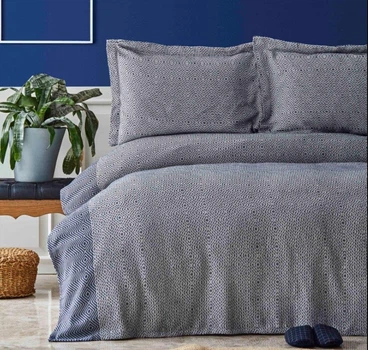 Покрывало с наволочками Nautica Home. Carla indigo синего цвета-230х240+50х70 (2шт)