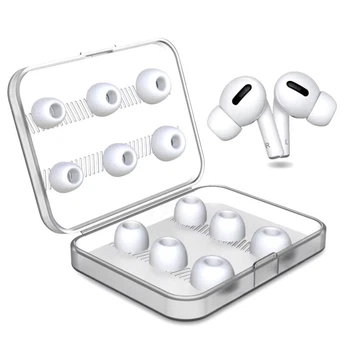 Набір силіконових амбушюр у трьох розмірах S/M/L для навушників Airpods Pro у футлярі, 6 пар, білі "P" (92344449)