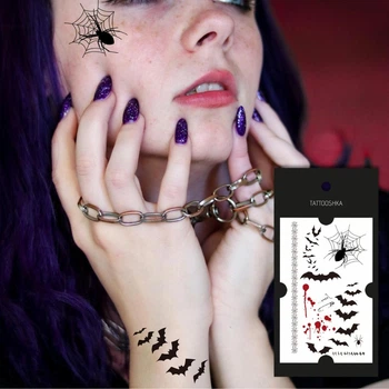 Набір тимчасових водостійких тату на Хелловін TATTOOSHKA "Кажани міні" WW-029