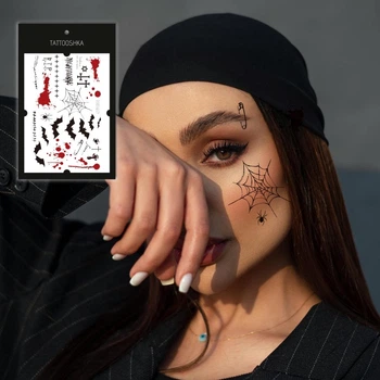 Набір тимчасових водостійких татуювань на Хелловін TATTOOSHKA "20 дизайнів Helloween" WS-012
