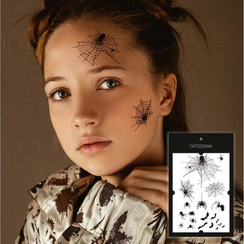Набір тимчасових водостійких татуювань на Хелловін TATTOOSHKA "Павуки.Кажани" WS-023