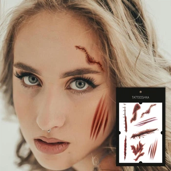 Набір тимчасових водостійких татуювань на Хелловін TATTOOSHKA "Шрами Helloween" TBS-310