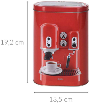 Банка для кави Excellent Houseware Espresso металева червона 13.5 x 7.5 x 19.2 см (5902973427837)