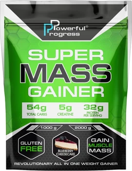 Гейнер для набора массы Powerful Progress Super Mass Gainer 1 кг Черничный чизкейк (4820241840489)