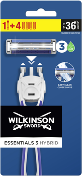 Бритва Wilkinson Sword Essentials 3 Hybrid 1 + 4 картриджі (4027800513505)