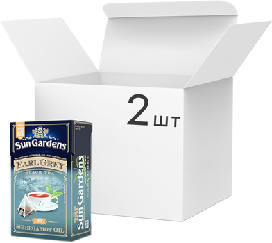 Упаковка чаю чорного Sun Gardens Earl Grey 20 пірамідок по 2.5 г х 2 шт (4820082703929_1)