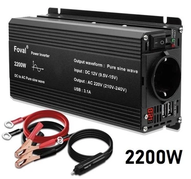 Інвертор перетворювач 12-220V 2200 W (Ват) FOVAL