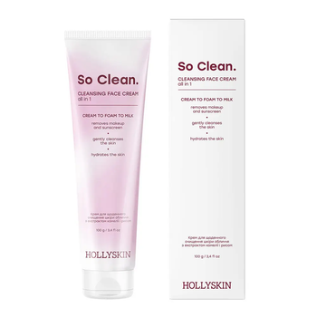 Крем для ежедневного очищения кожи лица HOLLYSKIN So Clean с экстрактом камелии и рисом, 100 мл
