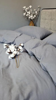 Постельное белье Серое Гавань полутораспальный размер 145х215 см с фланели (байка), 100% хлопок, серый