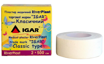 Пластир на котушці IGAR RiverPLAST Класичний білий 2 см х 5 м