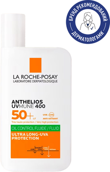 Сонцезахисний легкий флюїд La Roche-Posay Anthelios UVMune 400 Oil Control SPF 50+ з матуючим ефектом для жирної чутливої шкіри обличчя 50 мл (3337875847292)