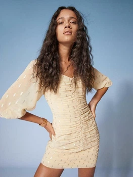 Платье женское H&M 061026722 48 Светло-абрикосовый/Серебристый (6666000334350)