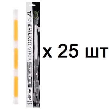 Химический источник света белый 2E, 30 см, 12 часов (25 штук)