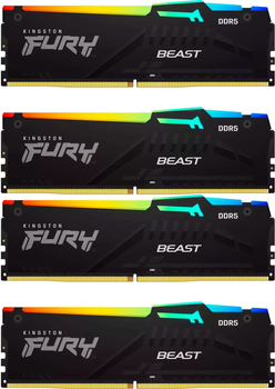 Pamięć RAM Kingston Fury DDR5-5200 65536MB PC5-41600 (Kit of 4x32768) FURY Beast RGB Black (KF552C40BBAK4-128)