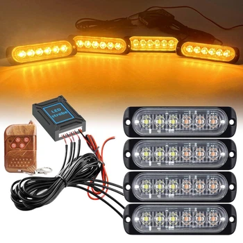 Светодиодные стробоскопы 6 LED желтые 12-24В с пультом управления