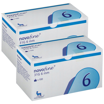 Иглы инсулиновые для шприц ручек Novofine Novo Nordisk Новофайн 6 мм 31G - 2 уп., (200 шт.)