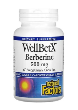 Биологически активная добавка Берберин Natural Factors WellBetX Berberine 500 мг, 60 вегетарианских капсул