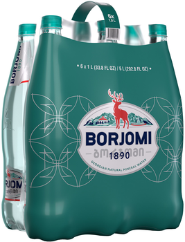 Упаковка мінеральної лікувально-столової сильногазованої води Borjomi 1 л х 6 пляшок (4860019001360)